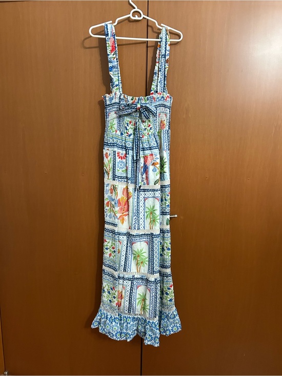 FARM Rio Dresses & Skirts - FARM Rio Blue, White and Green Floral Patchwork Maxi Dress